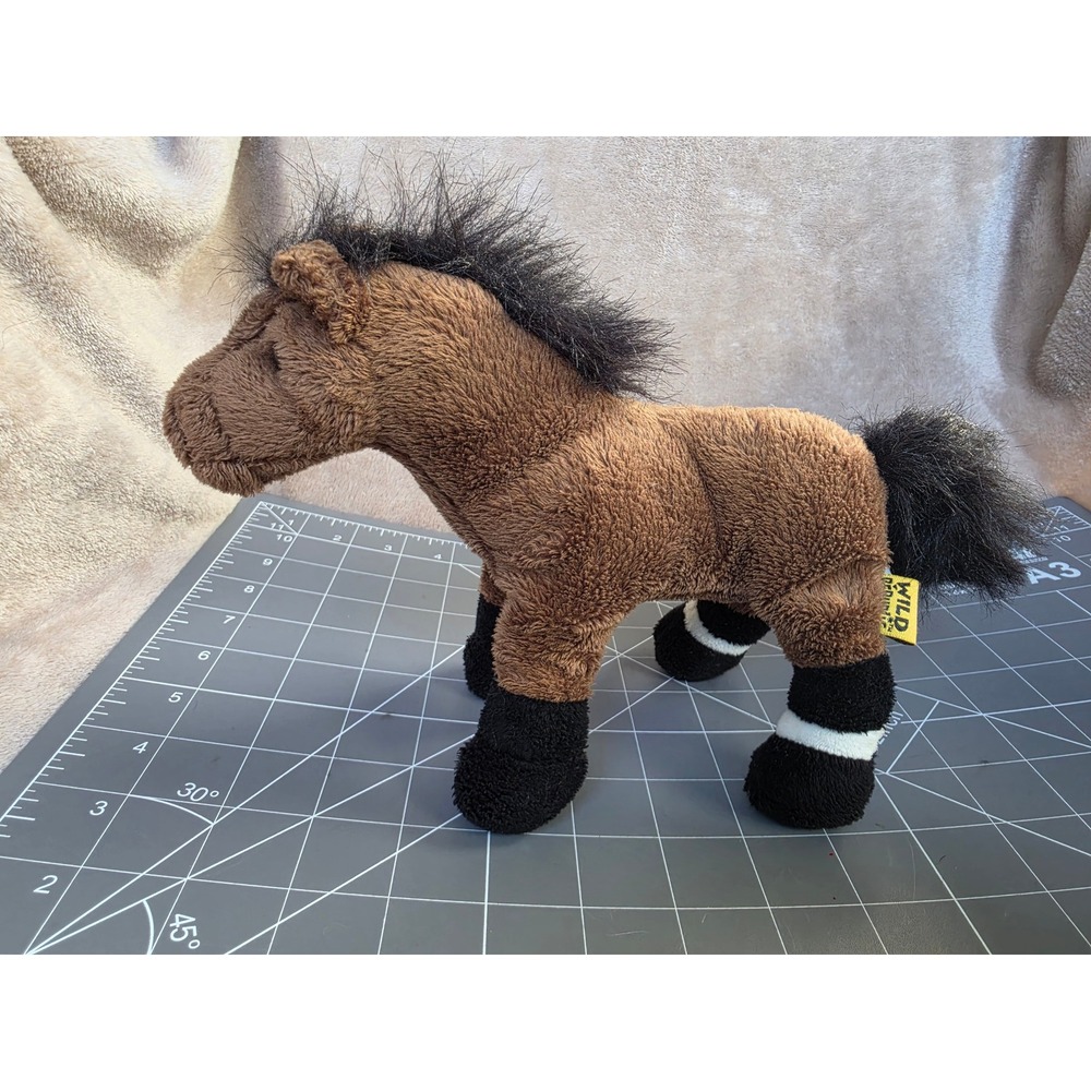 Wild Republic Brown Horse Plush Stuffed Animal Black Mane Tail 9 Inch